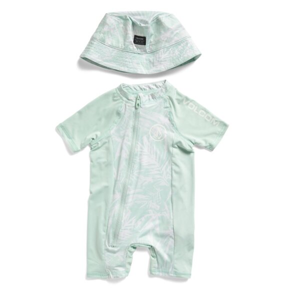 VOLCOM Green Infant Boys Rashguard Swimsuit With Hat - Picture 1 of 2